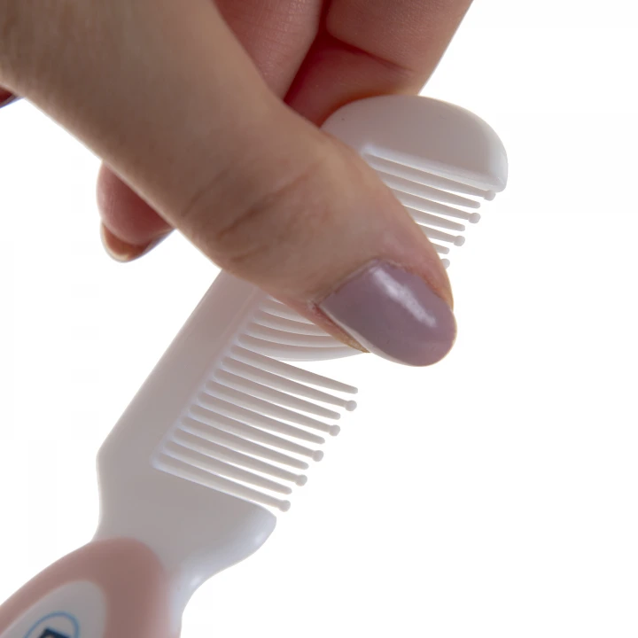 Babyjem Sertifikalı Yumuşak Doğal Bebek Kıl Fırça Tarak Seti Pembe