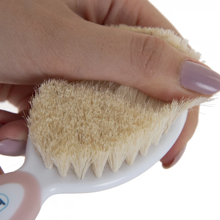 Babyjem Sertifikalı Yumuşak Doğal Bebek Kıl Fırça Tarak Seti Pembe