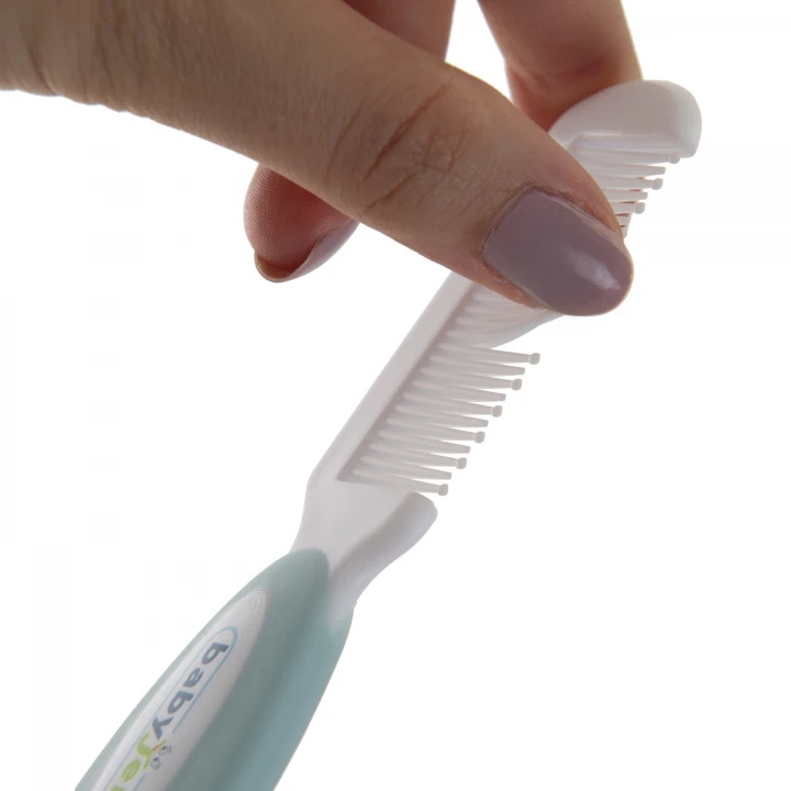 Babyjem Sertifikalı Yumuşak Doğal Bebek Kıl Fırça Tarak Seti Mavi