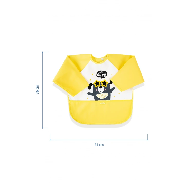Babyjem Poli Muşamba Kollu Mama Önlüğü Sarı Outlet