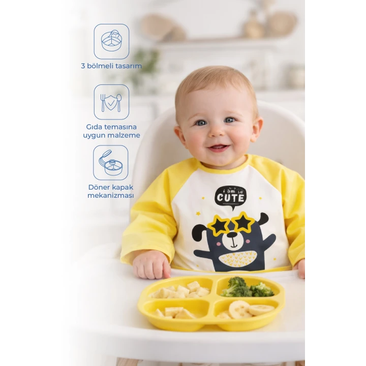Babyjem Poli Muşamba Kollu Mama Önlüğü Sarı Outlet