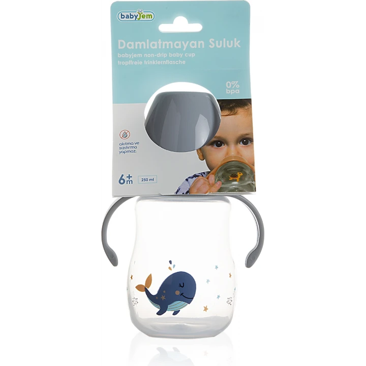 Babyjem Damlatmayan Suluk Alıştırma Bardağı 250 ml Gri