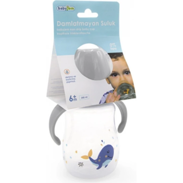 Babyjem Damlatmayan Suluk Alıştırma Bardağı 250 ml Gri