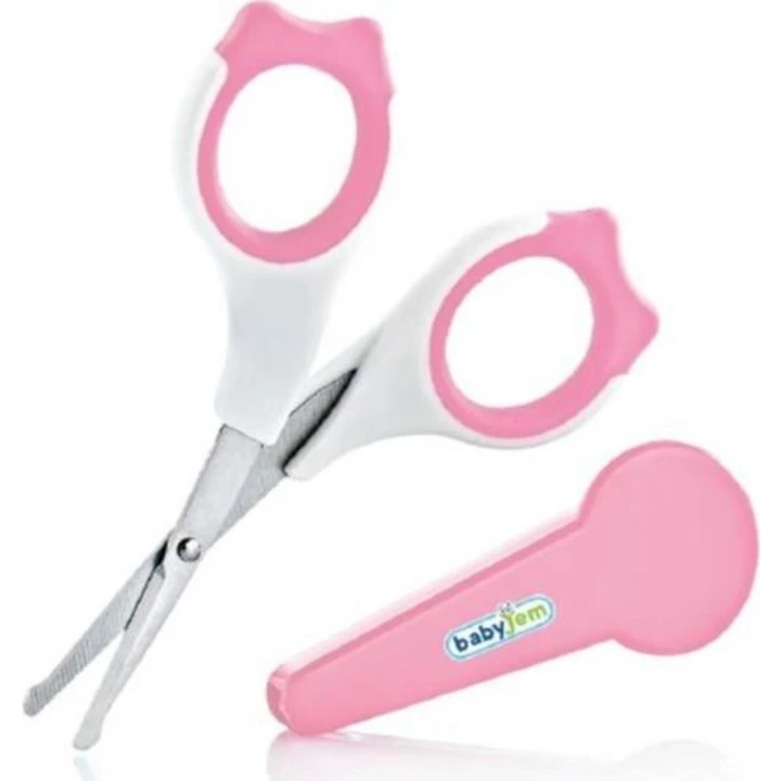Babyjem Bebek Tırnak Makası 0-12 Ay Yuvarlak Uçlu Eğimli Paslanmaz Çelik Bıçak Koruyucu Kılıflı