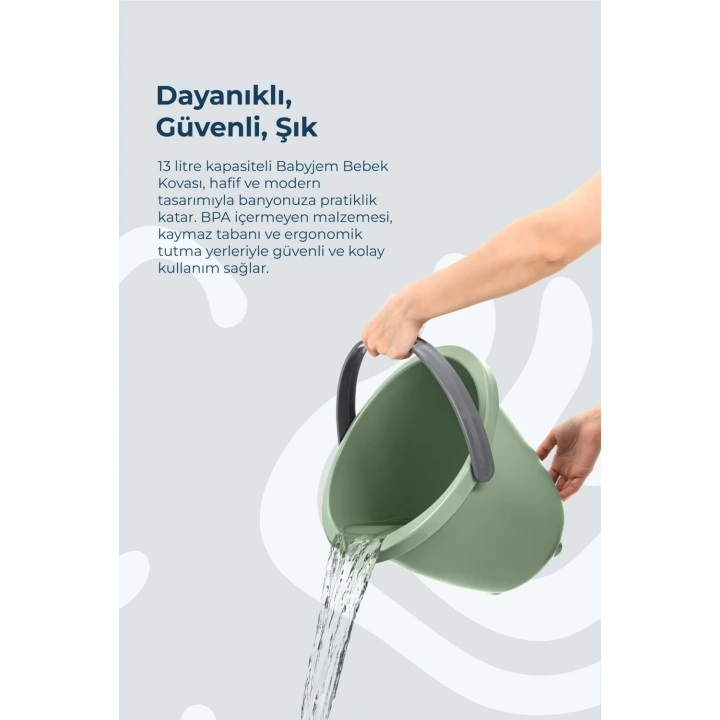 Babyjem Ayaklı Bebek Banyo Küvet Seti 7 Parça Soft Yeşil