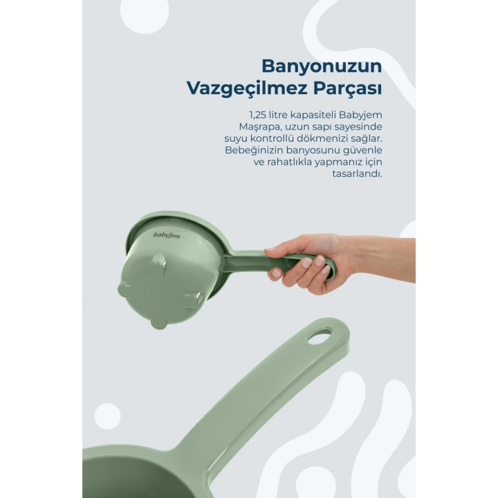 Babyjem Ayaklı Bebek Banyo Küvet Seti 7 Parça Soft Yeşil