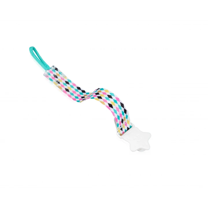 Babyjem Klipsli Emzik Askısı Desenli Renkli Dörtgen