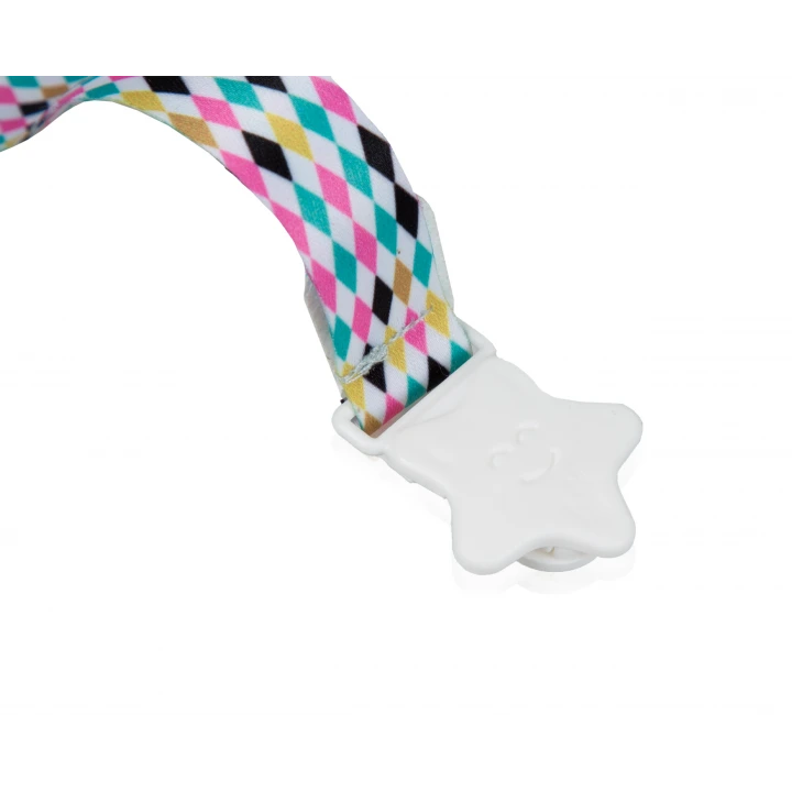 Babyjem Klipsli Emzik Askısı Desenli Renkli Dörtgen