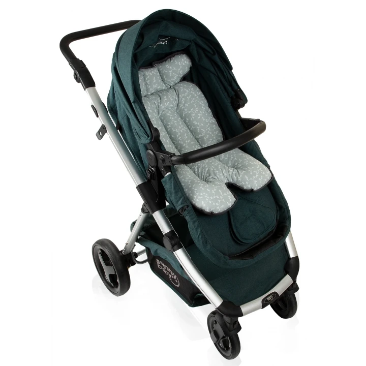 Babyjem 2 in 1 Puset ve Mama Sandalyesi Minderi Yeşil Çiçek %100 Pamuk