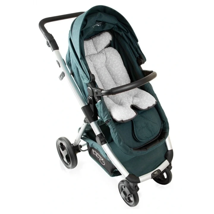 Babyjem 2 İn 1 Puset ve Mama Sandalyesi Minderi Gri Çiçek %100 Pamuk