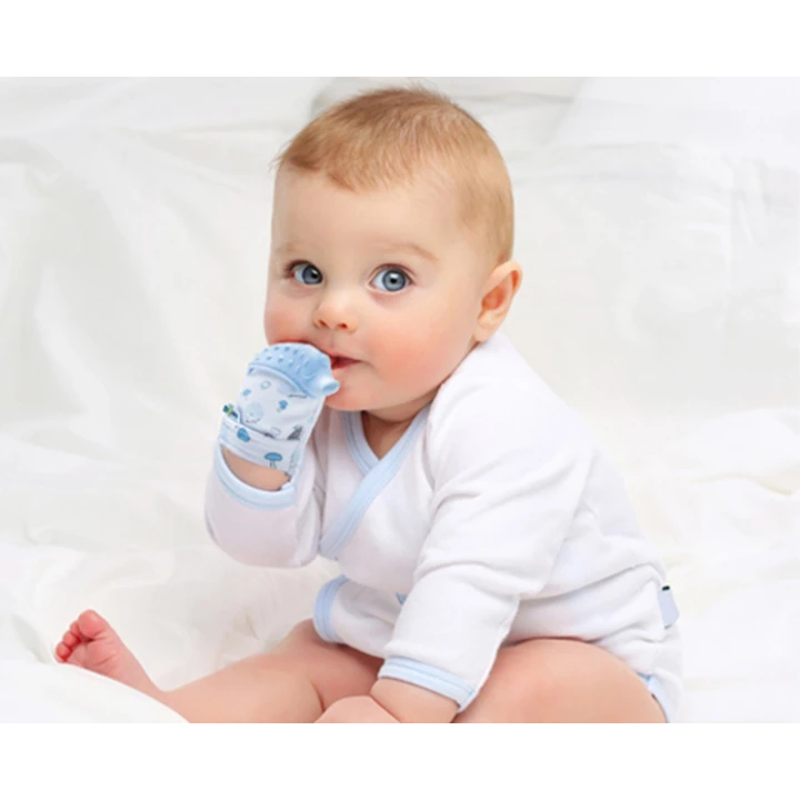 Babyjem Bebek Diş Kaşıyıcı Eldiveni Kirpi Mavi