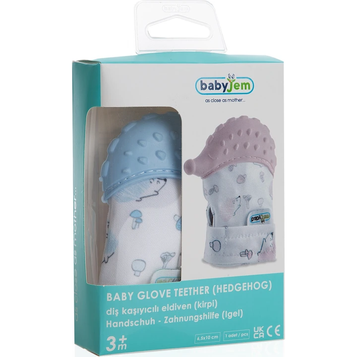 Babyjem Bebek Diş Kaşıyıcı Eldiveni Kirpi Mavi