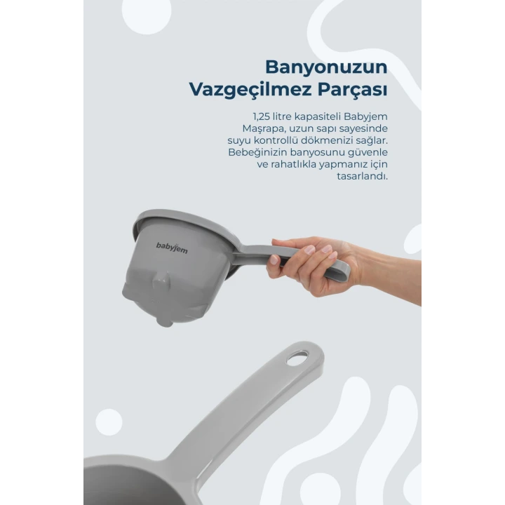 Babyjem Ayaklı Bebek Banyo Küvet Seti 7 Parça Soft Gri