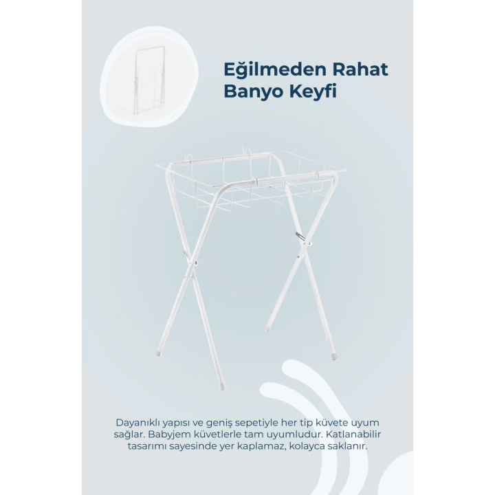 Babyjem Ayaklı Bebek Banyo Küvet Seti 7 Parça Soft Gri