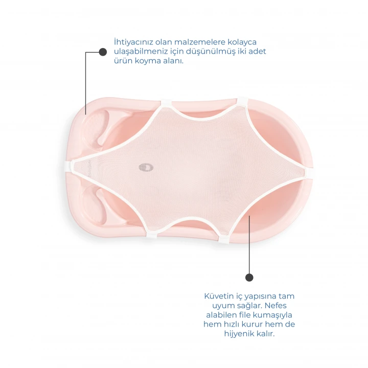 Babyjem 5 Parça Bebek Banyo Küvet Seti Pembe