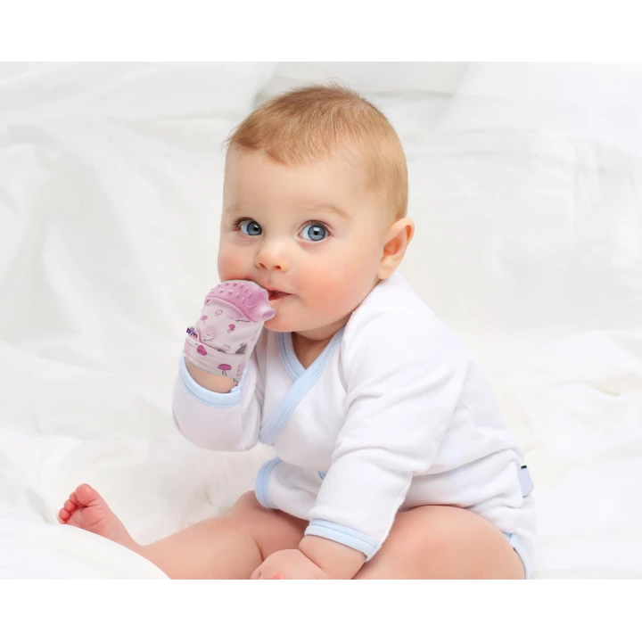 Babyjem Bebek Diş Kaşıyıcı Eldiveni Kirpi Pembe
