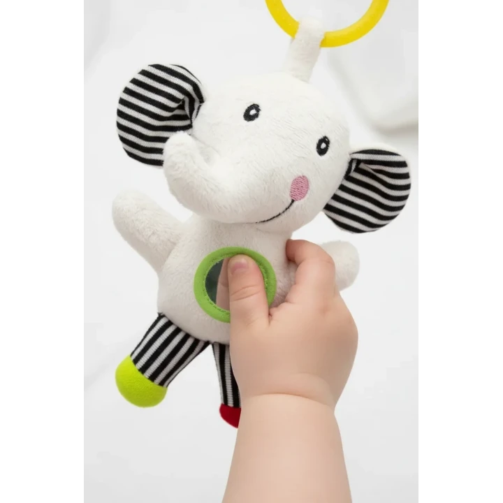 Babyjem Sevimli Arkadaşım Aynalı Titreşimli Fil Çıngırak Çizgili Desen