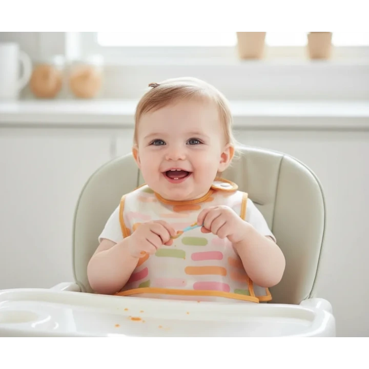 Babyjem Leke Tutmaz Giymeli Mama Önlüğü Pastel Şerit