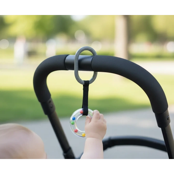 Babyjem Pusete Asılabilir Oval Sesli Çıngırak Gri