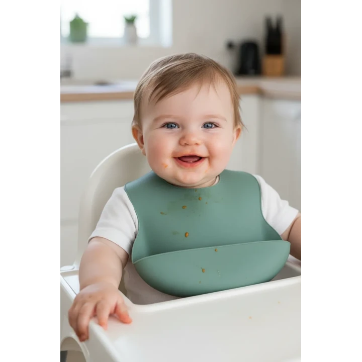 Babyjem Mini Silikon Mama Önlüğü Mint