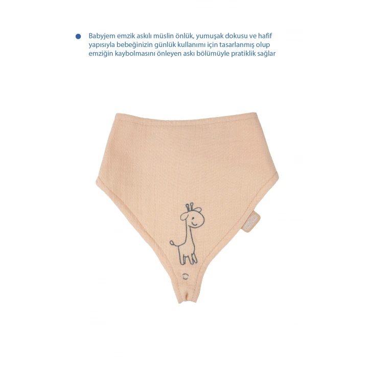 Babyjem Emzik Askılı Müslin Mama Önlüğü Somon