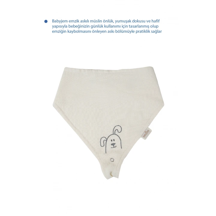 Babyjem Emzik Askılı Müslin Mama Önlüğü Ekru