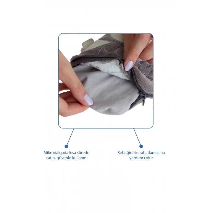 Babyjem Kiraz Çekirdekli Baykuş Kadife Rahatlatıcı Gaz Kemeri & Gaz Yastığı - Gri