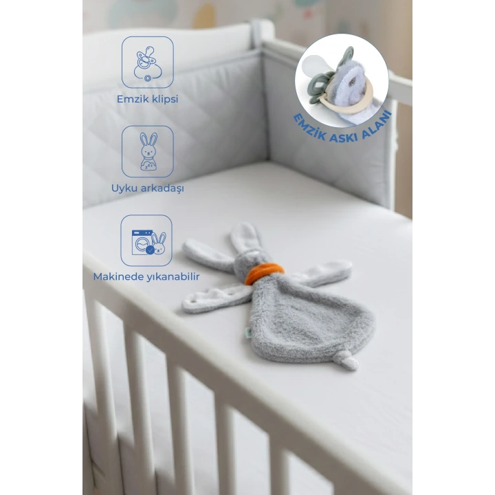 Babyjem Emzik Askılı Tavşan Uyku Arkadaşı Gri