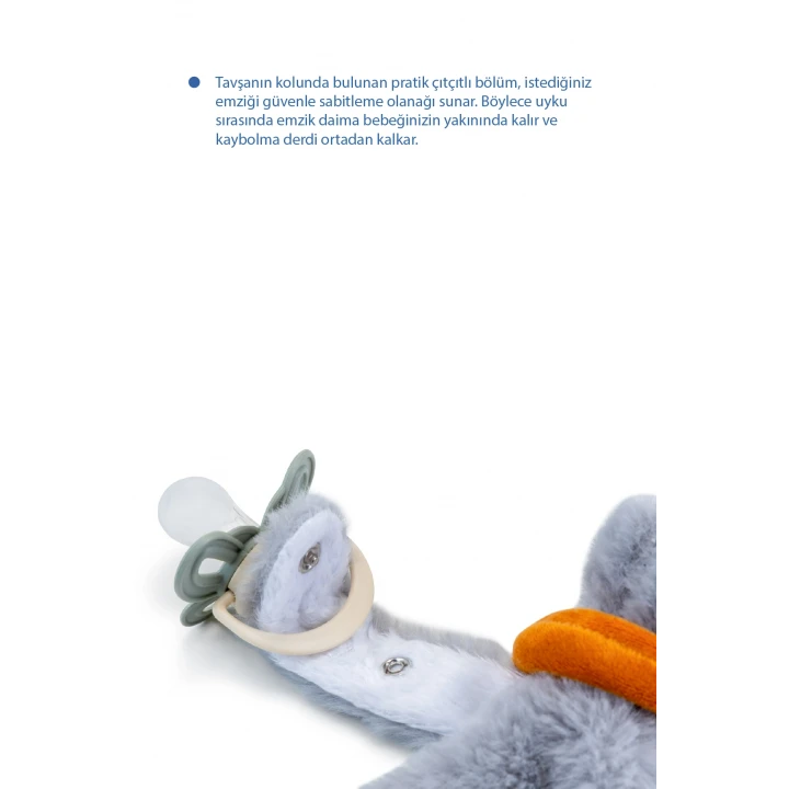 Babyjem Emzik Askılı Tavşan Uyku Arkadaşı Gri