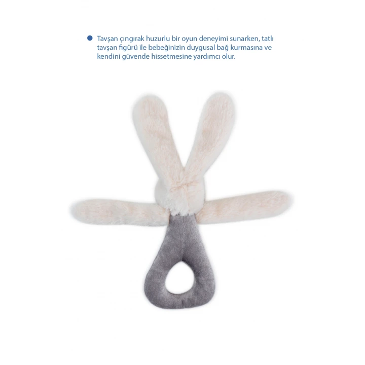 Babyjem Tutmalı Çıngıraklı Mini Peluş Tavşan Taş 842
