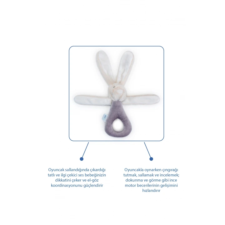 Babyjem Tutmalı Çıngıraklı Mini Peluş Tavşan Taş 842