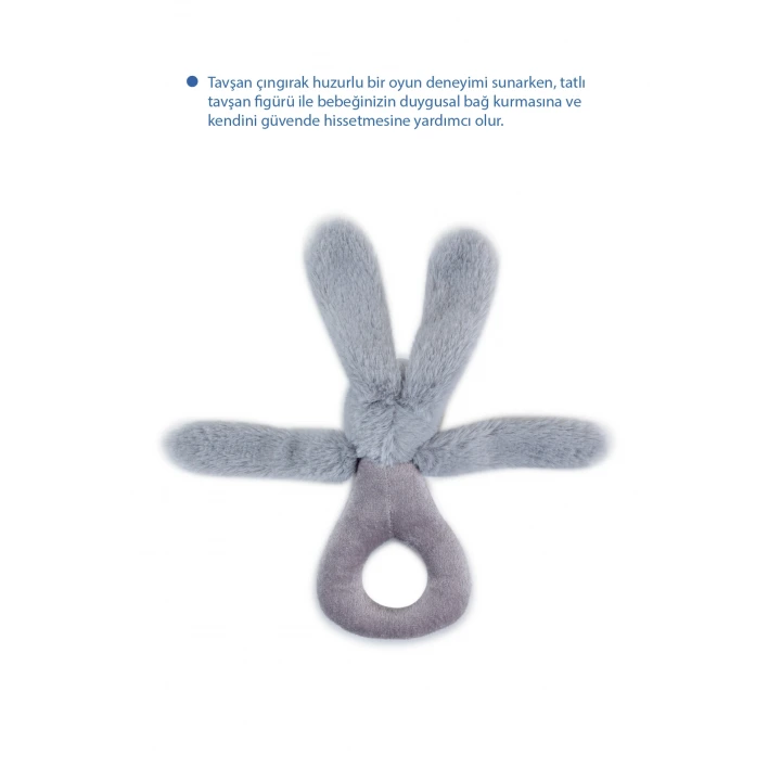 Babyjem Tutmalı Çıngıraklı Mini Peluş Tavşan Gri 842