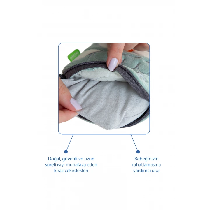 Babyjem Kiraz Çekirdekli Baykuş Kadife Rahatlatıcı Gaz Kemeri & Gaz Yastığı - Yeşil