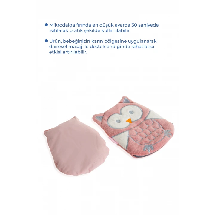 Babyjem Kiraz Çekirdekli Baykuş Kadife Rahatlatıcı Gaz Kemeri & Gaz Yastığı - Gül Kurusu