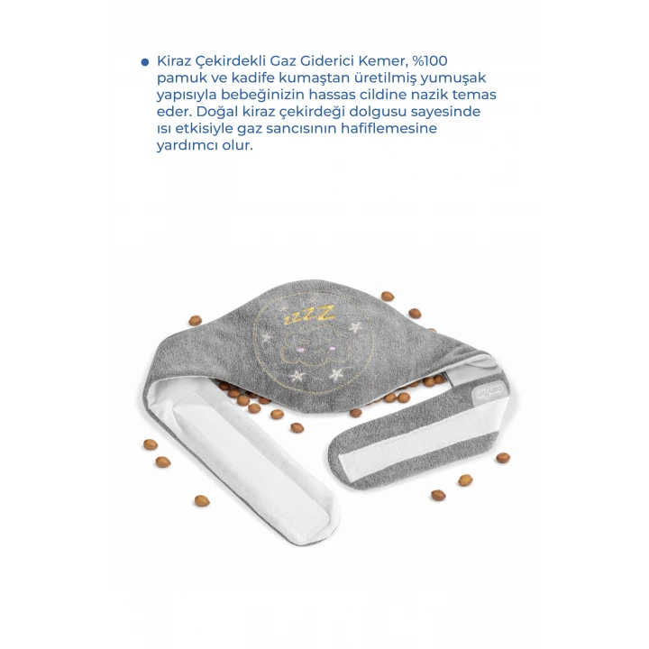Babyjem Kiraz Çekirdekli Gaz Giderici Kemer - Gri