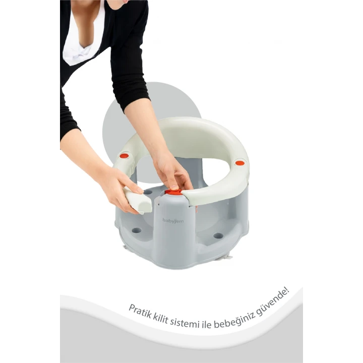 Babyjem Önden Açılır Banyo ve Mama Oturağı ve Hediye Minderli - 2  Li Set Kum Beji