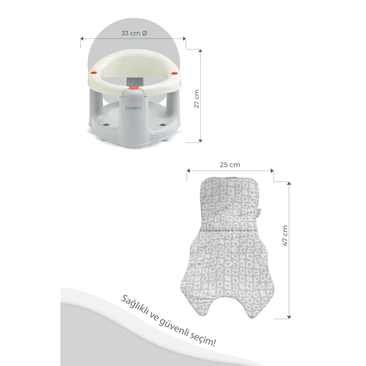 Babyjem Önden Açılır Banyo ve Mama Oturağı ve Hediye Minderli - 2  Li Set Kum Beji