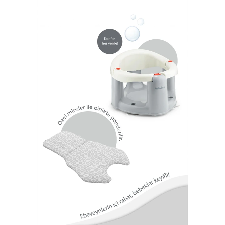 Babyjem Önden Açılır Banyo ve Mama Oturağı ve Hediye Minderli - 2  Li Set Kum Beji