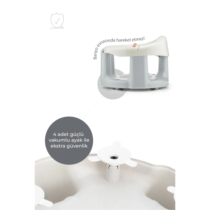 Babyjem Önden Açılır Banyo ve Mama Oturağı ve Hediye Minderli - 2  Li Set Kum Beji