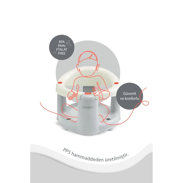 Babyjem Önden Açılır Banyo ve Mama Oturağı ve Hediye Minderli - 2  Li Set Kum Beji
