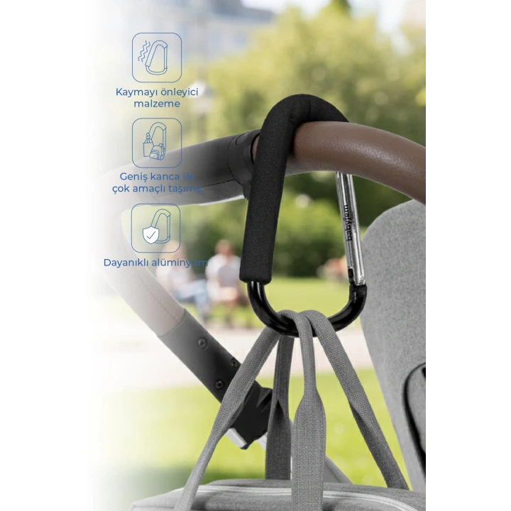 Babyjem Klipsli Bebek Arabası Kancası XL