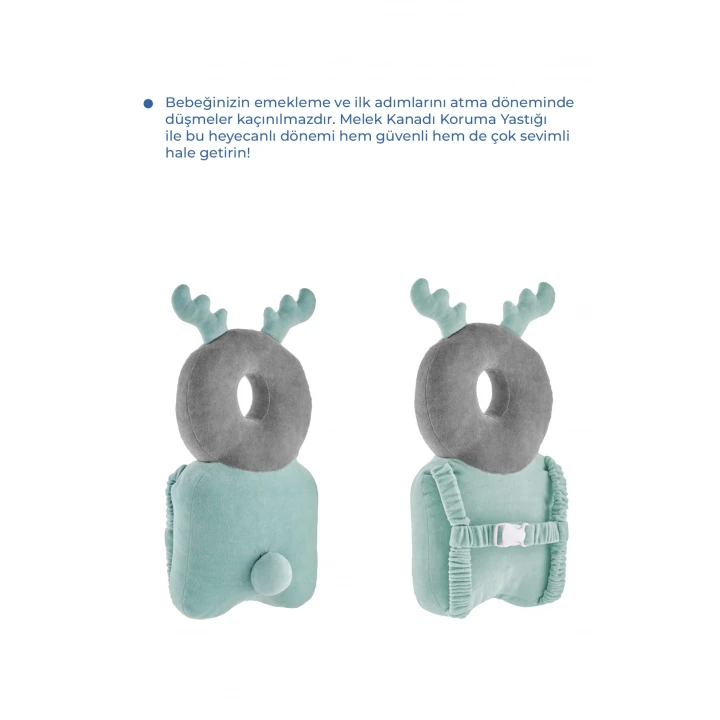 Babyjem Bebek Melek Kanadı Kafa Bel Koruma Yastığı Yeşil Kadife