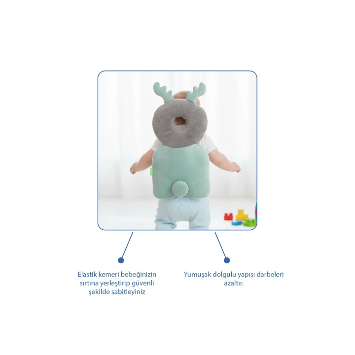 Babyjem Bebek Melek Kanadı Kafa Bel Koruma Yastığı Yeşil Kadife