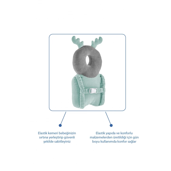 Babyjem Bebek Melek Kanadı Kafa Bel Koruma Yastığı Yeşil Kadife