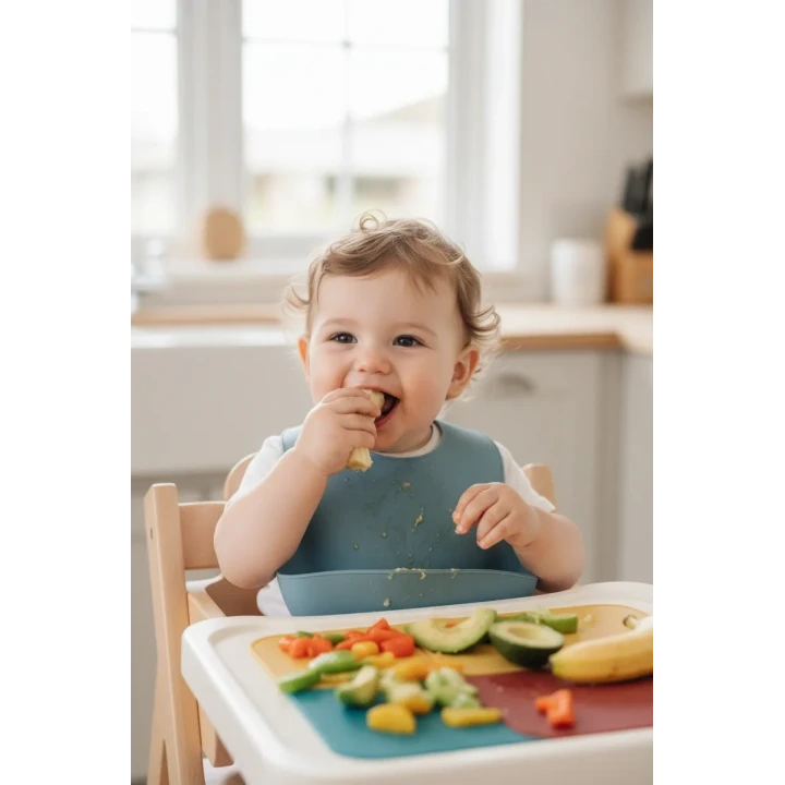 Babyjem Oval Hazneli Silikon Mama Önlüğü Mint