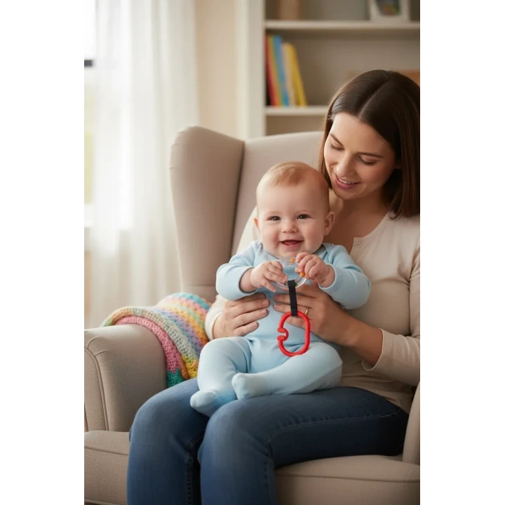 Babyjem Pusete Asılabilir Oval Sesli Çıngırak Kırmızı