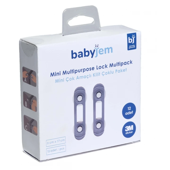 Babyjem Çok Fonksiyonlu Çocuk Güvenlik Kilit Seti 12 Adet Gri