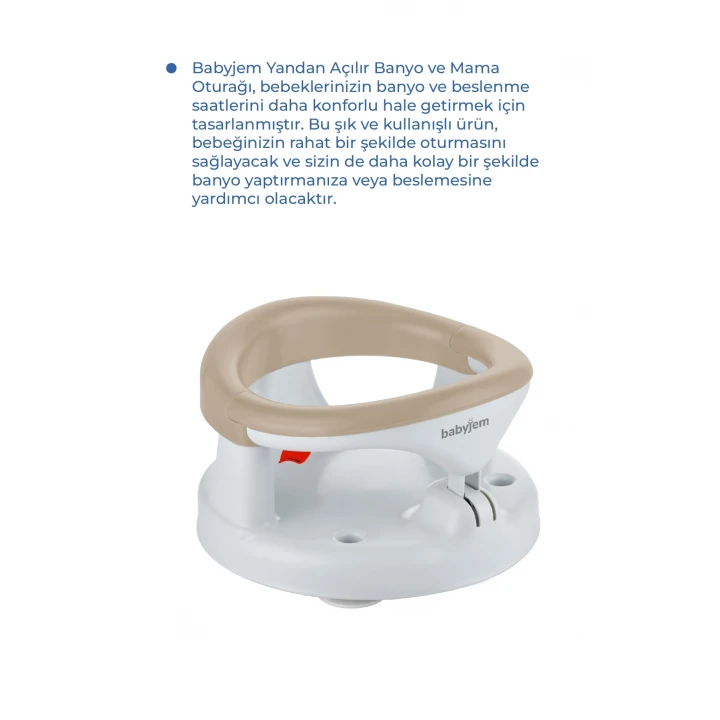 Babyjem Yandan Açılır Banyo ve Mama Oturağı & Hediye Minderli 2li Set Taş