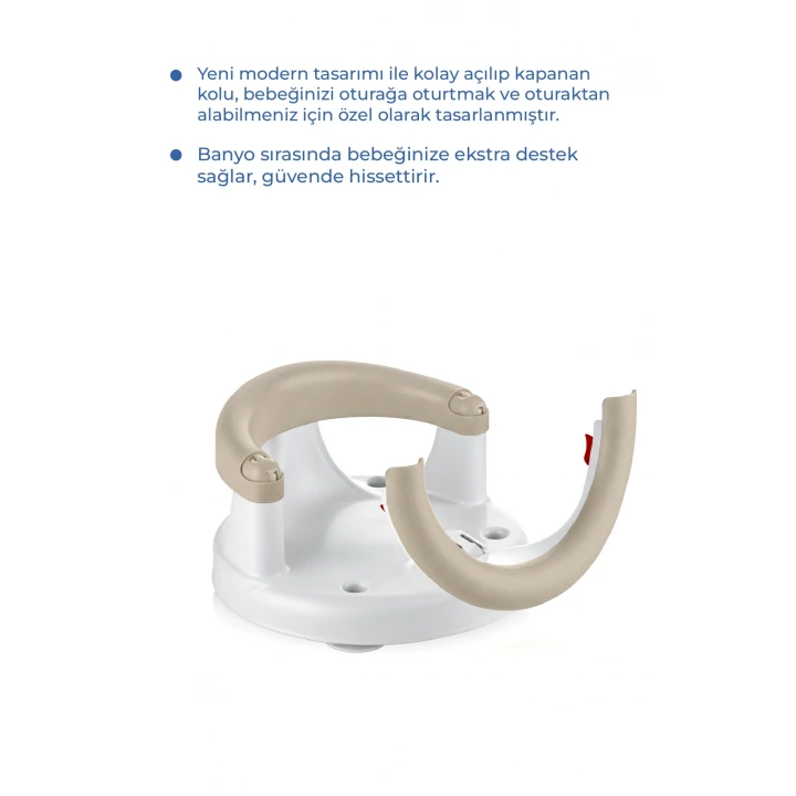 Babyjem Yandan Açılır Banyo ve Mama Oturağı & Hediye Minderli 2li Set Taş