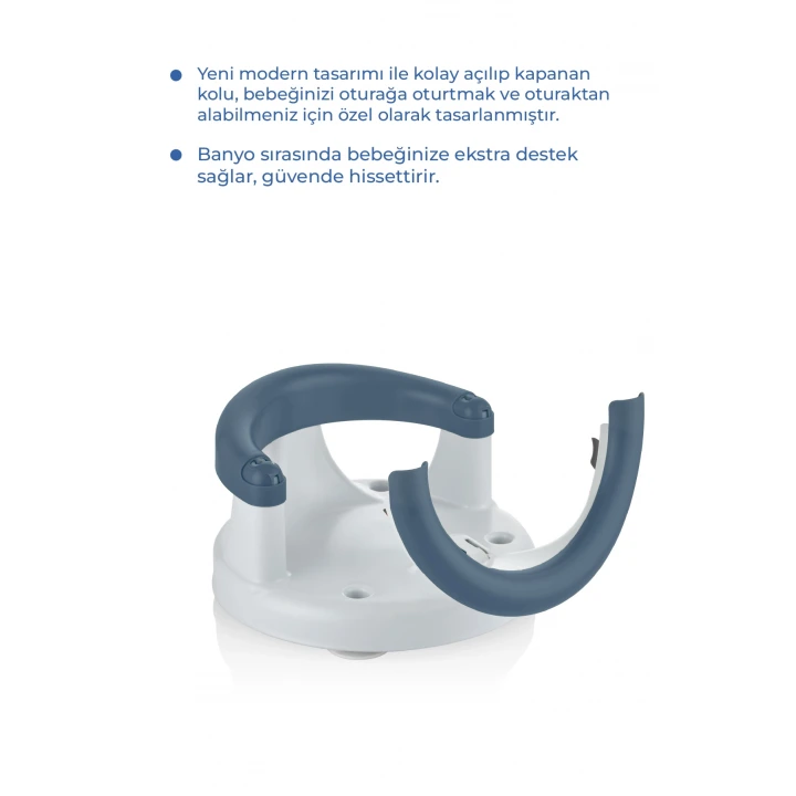 Babyjem Yandan Açılır Banyo ve Mama Oturağı & Hediye Minderli 2li Set İndigo Mavi